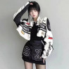 Veste manteau ample souple a manches longues style KS coréens courses sports, version imprimée