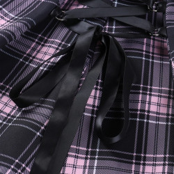 Robe gothique Harajuku Lolita, bandage, noir bleu, rose, noir sans carreaux, vintage, élégante courte, épaules nues
