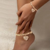 Bracelet Poignet et Cheville Coeur De Pêche Amour, ensemble 2 pièces