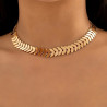 Collier ras du cou en forme de pétales dorés, coeurs, chaîne courte, mailles chevrons, cadeaux de fête, tendance