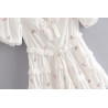 Robe élégante imprimé floral vintage à manches courtes volants mode broderie