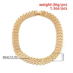 Collier ras du cou large, maillé 4 étages dorés, chaîne courte, mailles carrées, cadeaux de fête, tendance