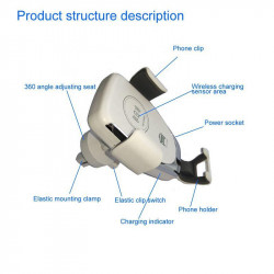 Support téléphone voiture, chargeur par induction, noir et blanc